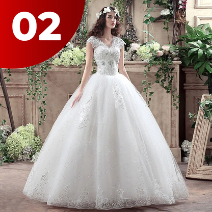 Beautiful New Hot Selling Ball Gown Lace Up Back Formal Bride Wedding Dress