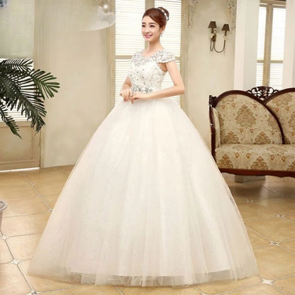 2024 Hot Selling Ball Gown Lace Up Back Formal Bride Wedding Dress