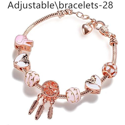 Paloma Rose Gold Bracelet for Women and Girls, Complete Charm Bracelets Set with Beautiful heart Charms, Stylish & Elegant Gold Charm Bracelet for Special Occasions and Best for Gifts