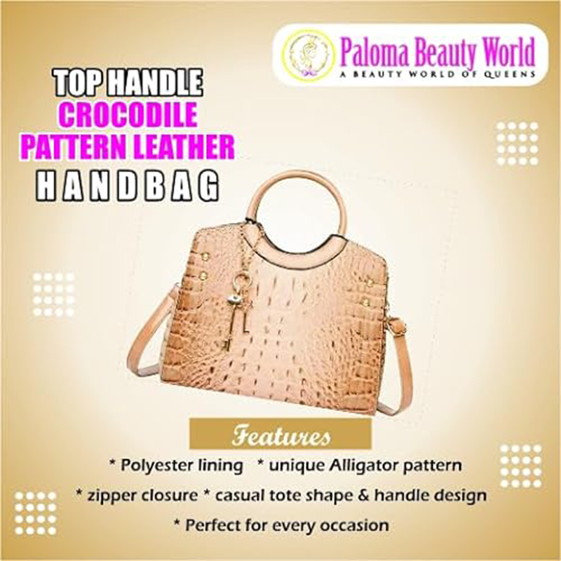 Paloma Beauty World - Top Handle Crocodile Pattern Leather Bag Shoulder Messenger Handbag for Women