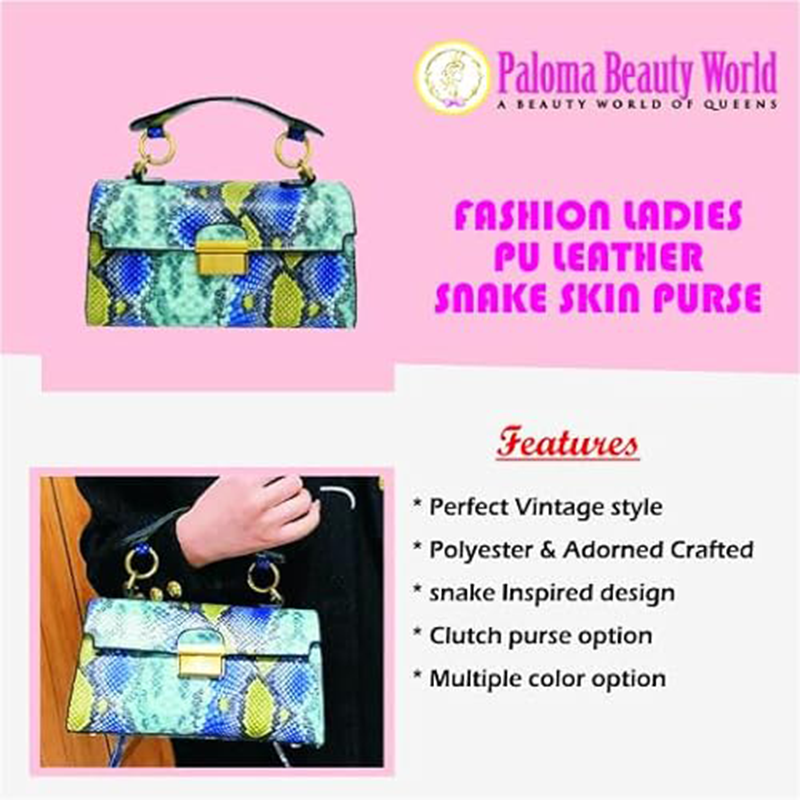 Paloma Beauty World - Women’s Leather Snakeskin Printed Purse Small Square Handbags Shoulder Messenger Bags Evening Bags