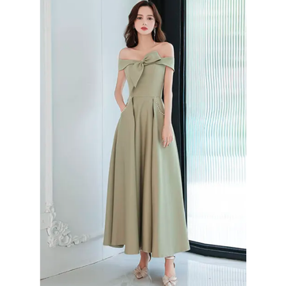 Long Satin Green Bridesmaids Party Wedding Attire