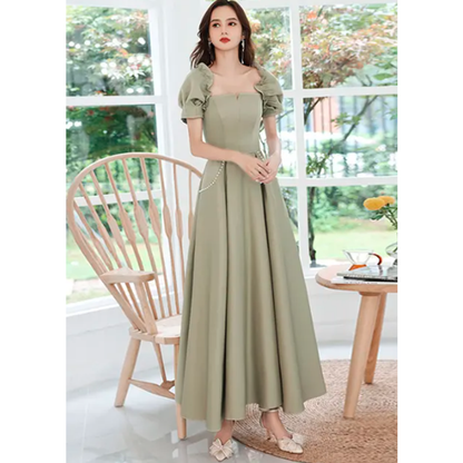 Long Satin Green Bridesmaids Party Wedding Attire