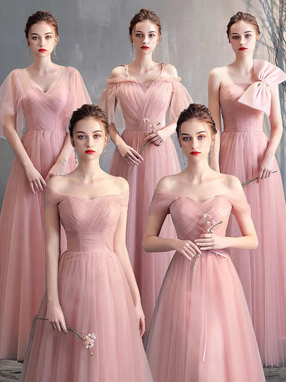 Girls Pink Bridesmaid Dress Elegant Stylish Party Wedding Women Dress