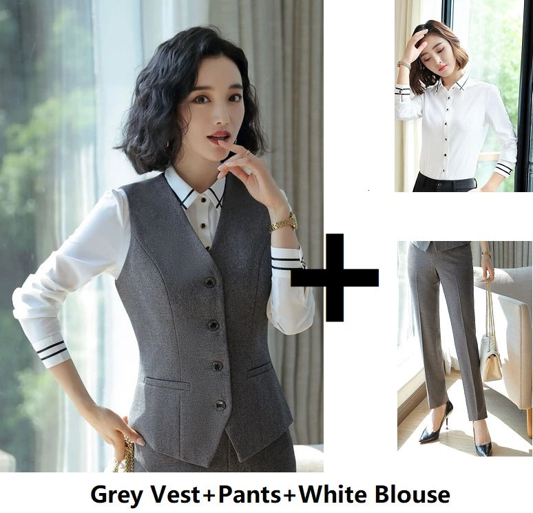 Formal Women Business Work Wear Suits Autumn Winter Professional Ladies Office Blazers Sets