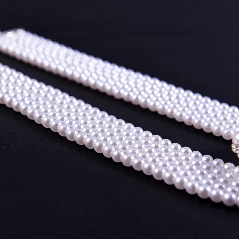 Elegant Wedding Bride Necklace Sets Multi-layer Imitation Pearl Chain Big Flower Jewelry Set For Women