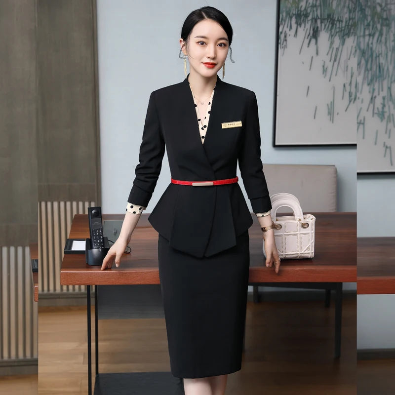 Professional Skirt Suits Women Autumn Winter Formal Slim Blazer Office Ladies Business Work Wear Sets