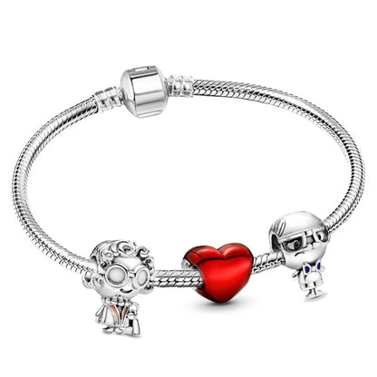 New Trendy Romantic Silver Color Charm Bracelet With Happy Family Strand Brand Bracelet