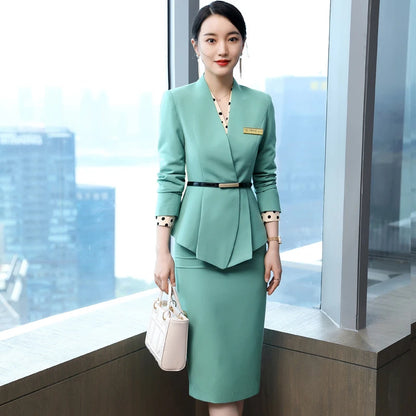 Professional Skirt Suits Women Autumn Winter Formal Slim Blazer Office Ladies Business Work Wear Sets