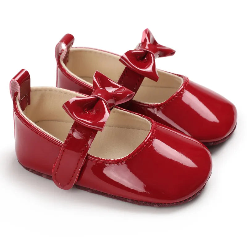 Baby Spring And Autumn Style Lovely Bow Shoes Solid Color Soft Sole Princess Footwear 0-18 Months Newborn Baby Casual Walking Shoes