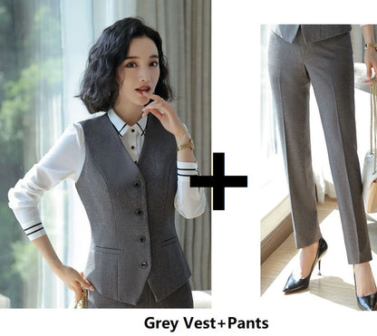 Formal Women Business Work Wear Suits Autumn Winter Professional Ladies Office Blazers Sets