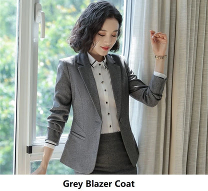 Formal Women Business Work Wear Suits Autumn Winter Professional Ladies Office Blazers Sets