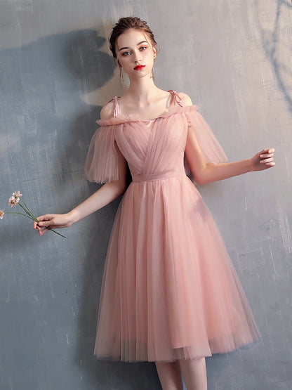 Girls Pink Bridesmaid Dress Elegant Stylish Party Wedding Women Dress