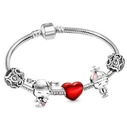 New Trendy Romantic Silver Color Charm Bracelet With Happy Family Strand Brand Bracelet