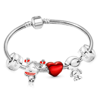 New Trendy Romantic Silver Color Charm Bracelet With Happy Family Strand Brand Bracelet