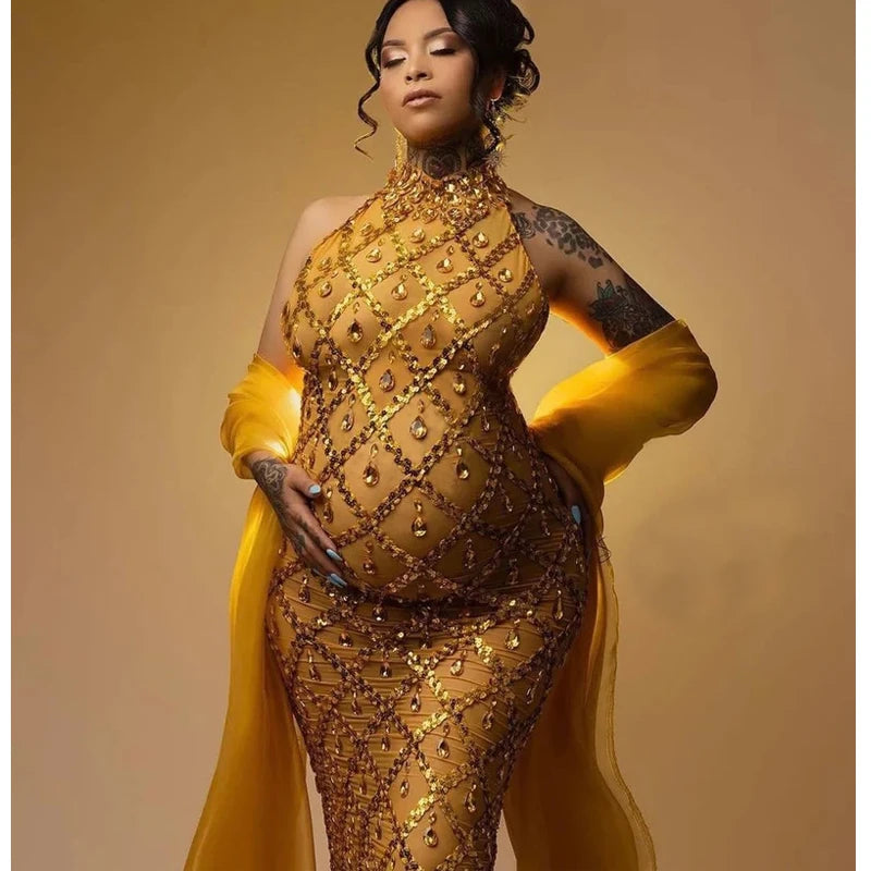 Pregnancy Photoshoot Maternity Dress Rhinestone Maternity Photography Dresses