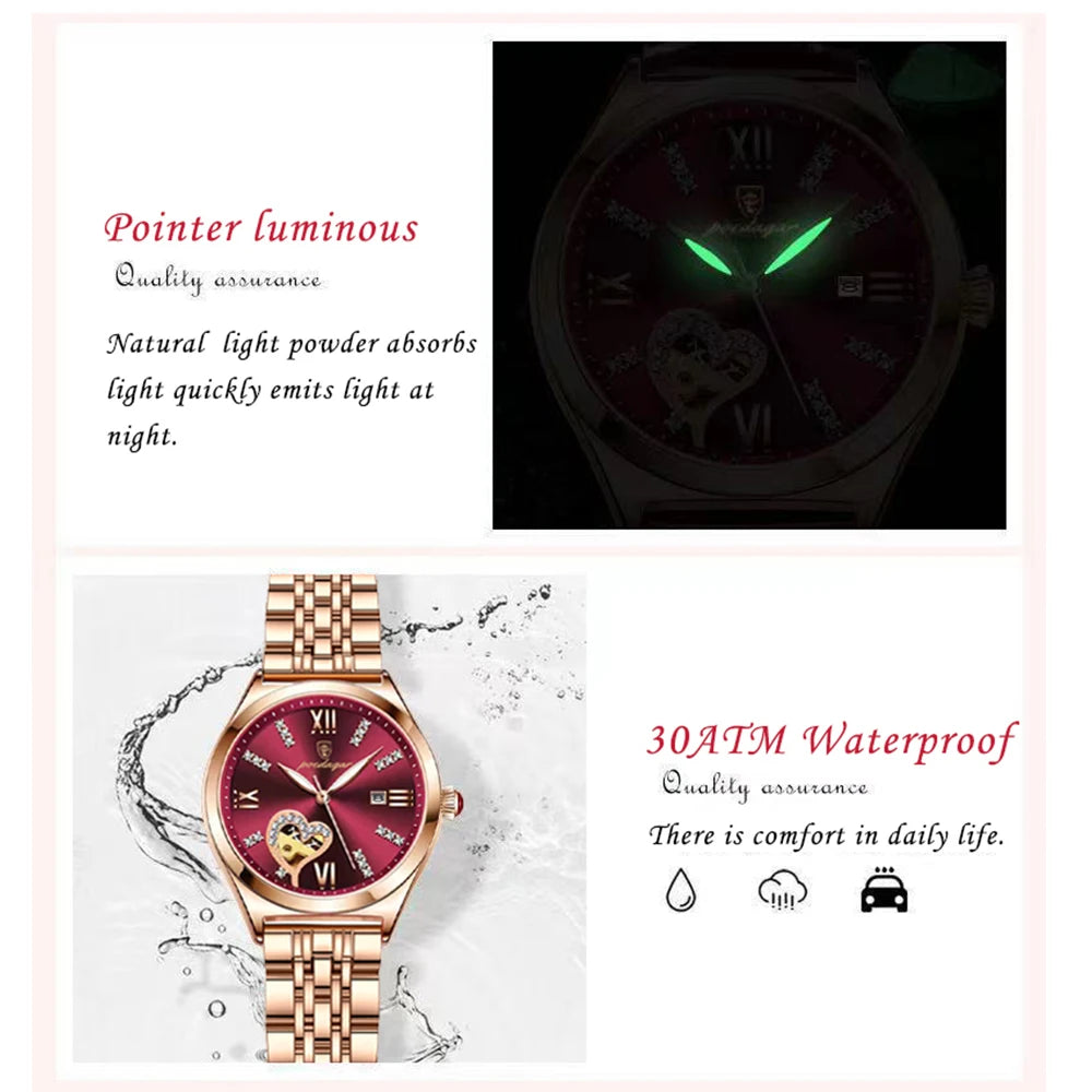 Women Fashion Watches Stainless Steel Ladies Watch Waterproof Quartz Wristwatch Gift