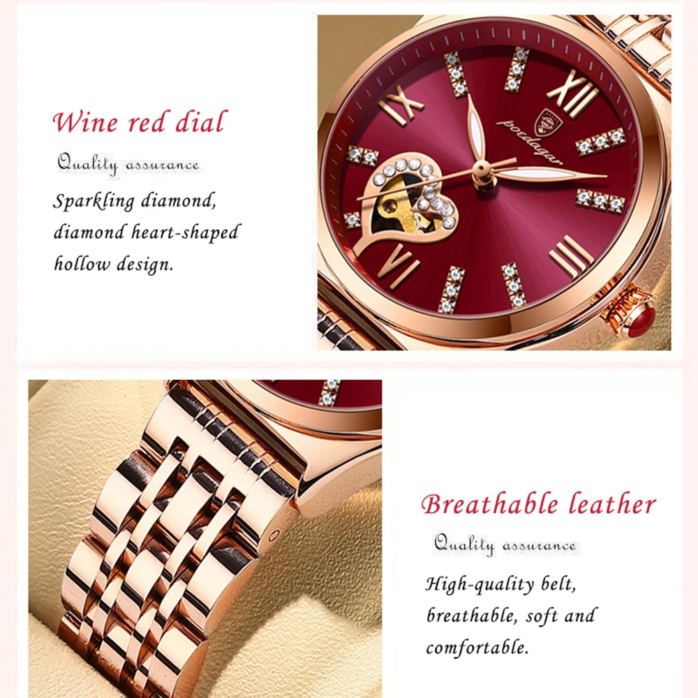 Women Fashion Watches Stainless Steel Ladies Watch Waterproof Quartz Wristwatch Gift