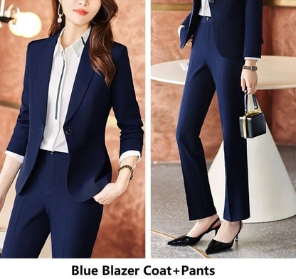 Formal Women Business Work Wear Suits Autumn Winter Professional Ladies Office Blazers Sets