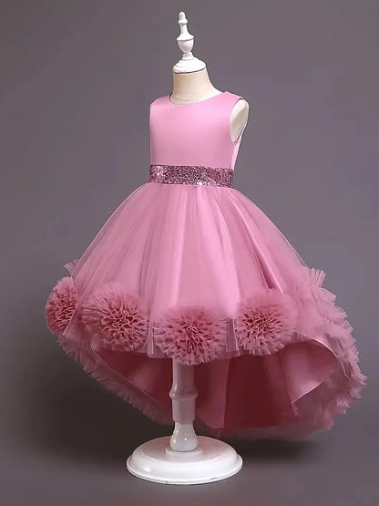 Girls Princess Dress Sleeveless Sequin Mesh Tutu Dress Performance Dress Wedding Evening Birthdays Flower Girls Dress