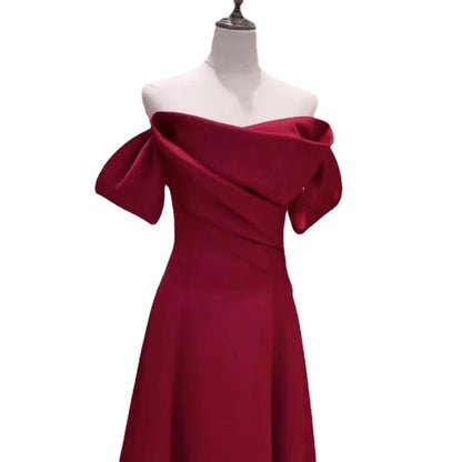 Wine Color Sleeveless Long Bridesmaid Dress Performance Prom Gown Bridal Dress