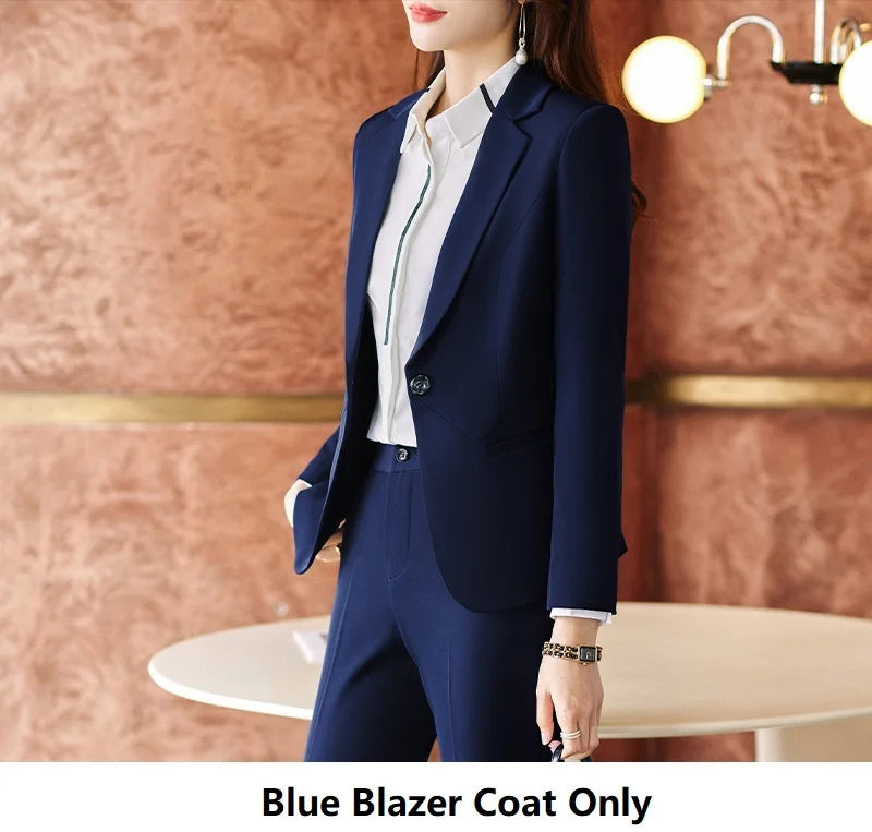 Formal Women Business Work Wear Suits Autumn Winter Professional Ladies Office Blazers Sets