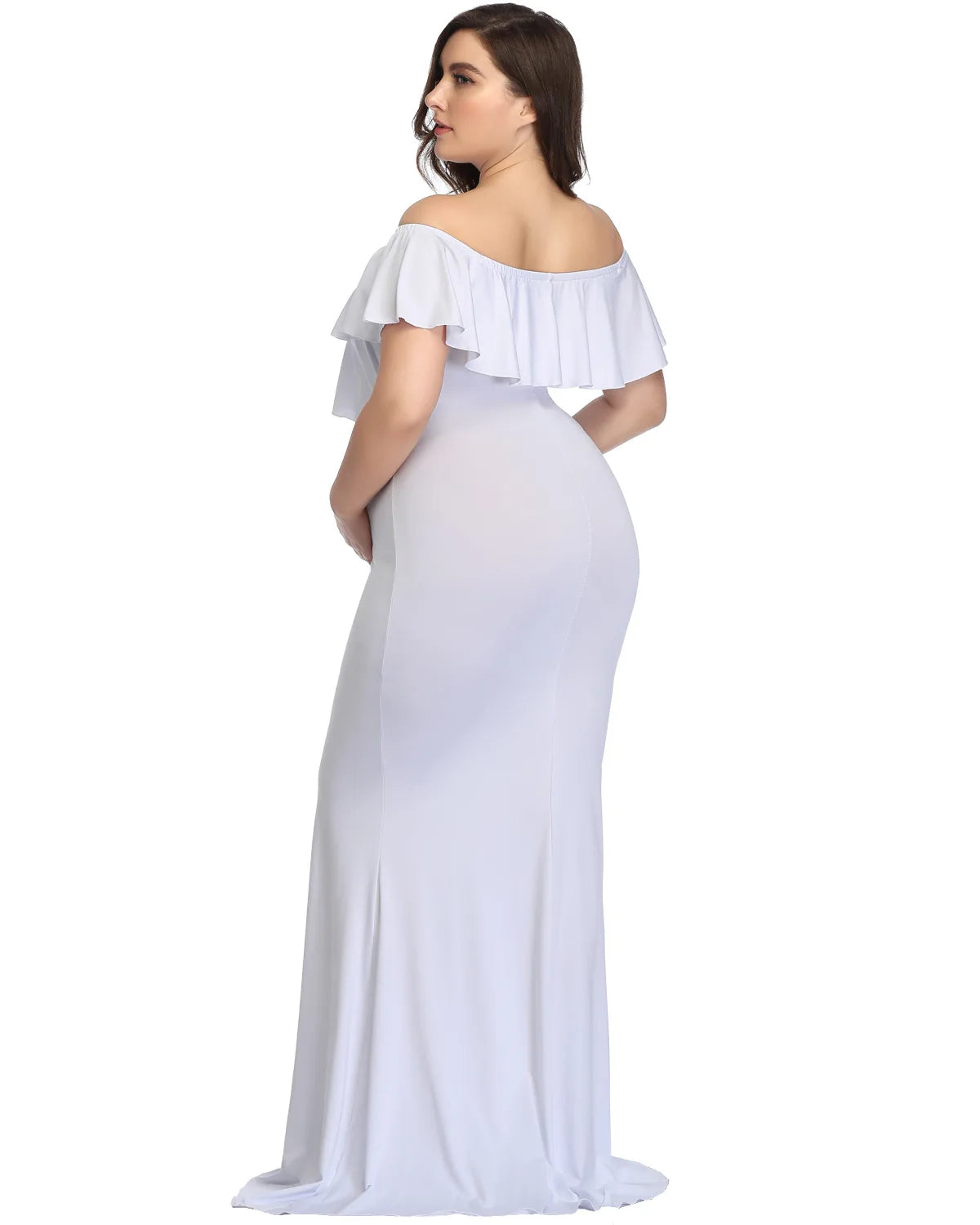 Maternity Long Dress Women Ruffle Stretchy Sleeveless Maxi Maternity Photoshoot Dress