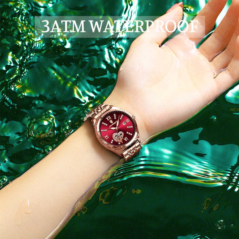 Women Fashion Watches Stainless Steel Ladies Watch Waterproof Quartz Wristwatch Gift