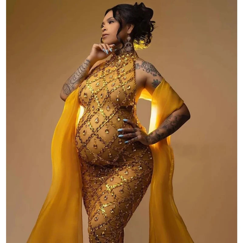 Pregnancy Photoshoot Maternity Dress Rhinestone Maternity Photography Dresses