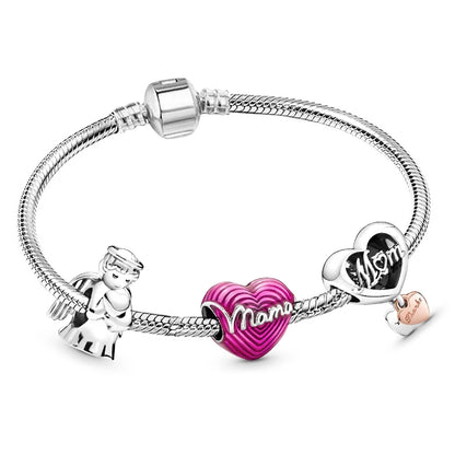 New Trendy Romantic Silver Color Charm Bracelet With Happy Family Strand Brand Bracelet