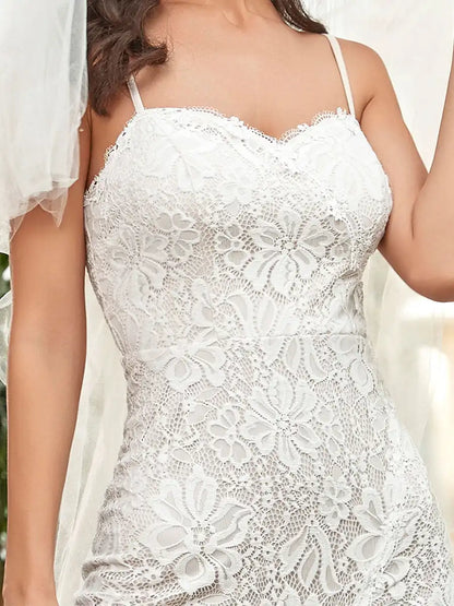 Elegant Wedding Dresses Spaghetti Straps 2024 Ever Pretty of Lace Fishtail Silhouette Cream Bridal Outfit