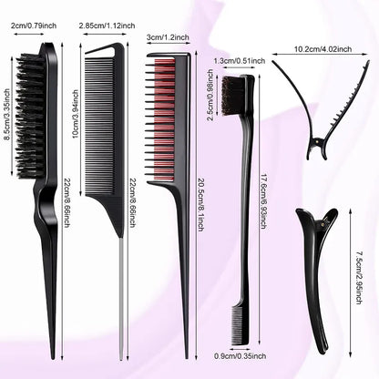 Hair Styling Comb Set 3-10pcs Hair Brush Triple Teasing Comb Rat Tail Combs Edge Brush Hair Tail Tools Braid Tool Loop