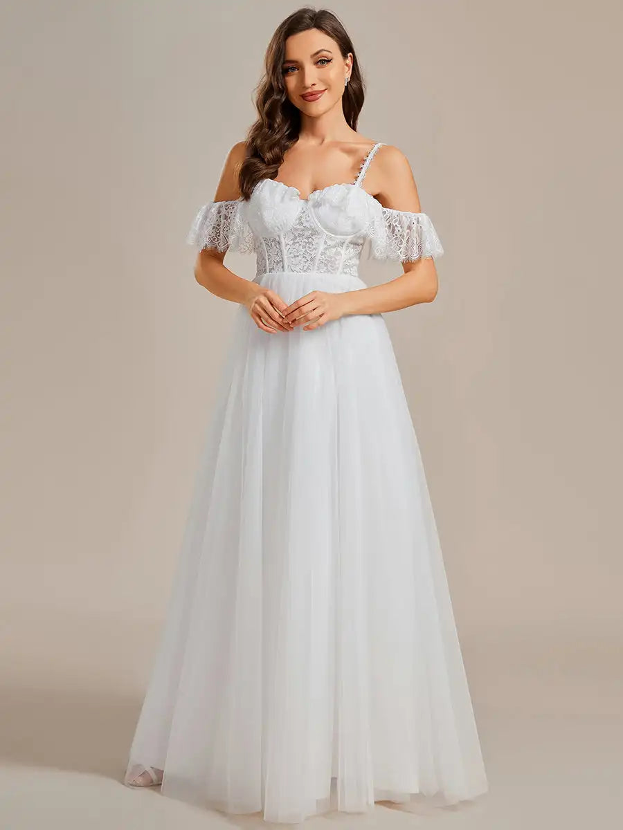 Spaghetti Straps See-Through Wedding Dresses Sleeveless 2024 Elegant Party Dress