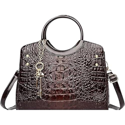 Paloma Beauty World - Top Handle Crocodile Pattern Leather Bag Shoulder Messenger Handbag for Women