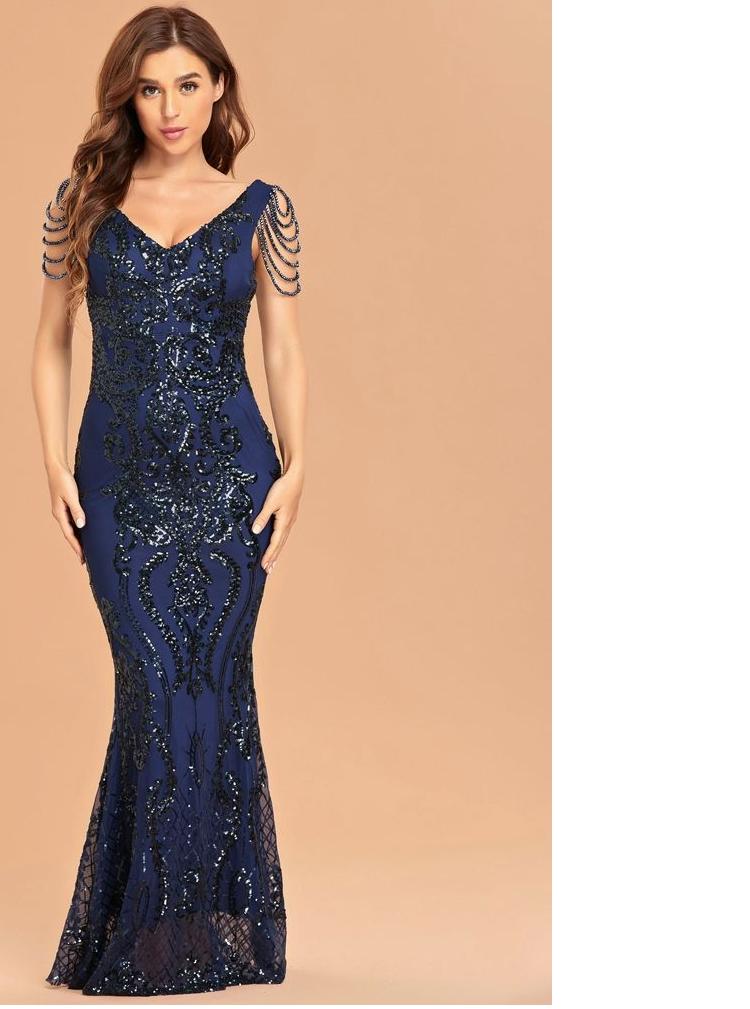 Elegant V Neck Evening Dress