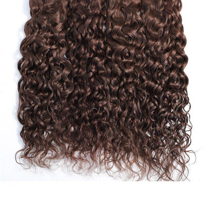 10-24" Peruvian Water Wave #2 Dark Brown Human Hair Weave Bundles Hair Extensions