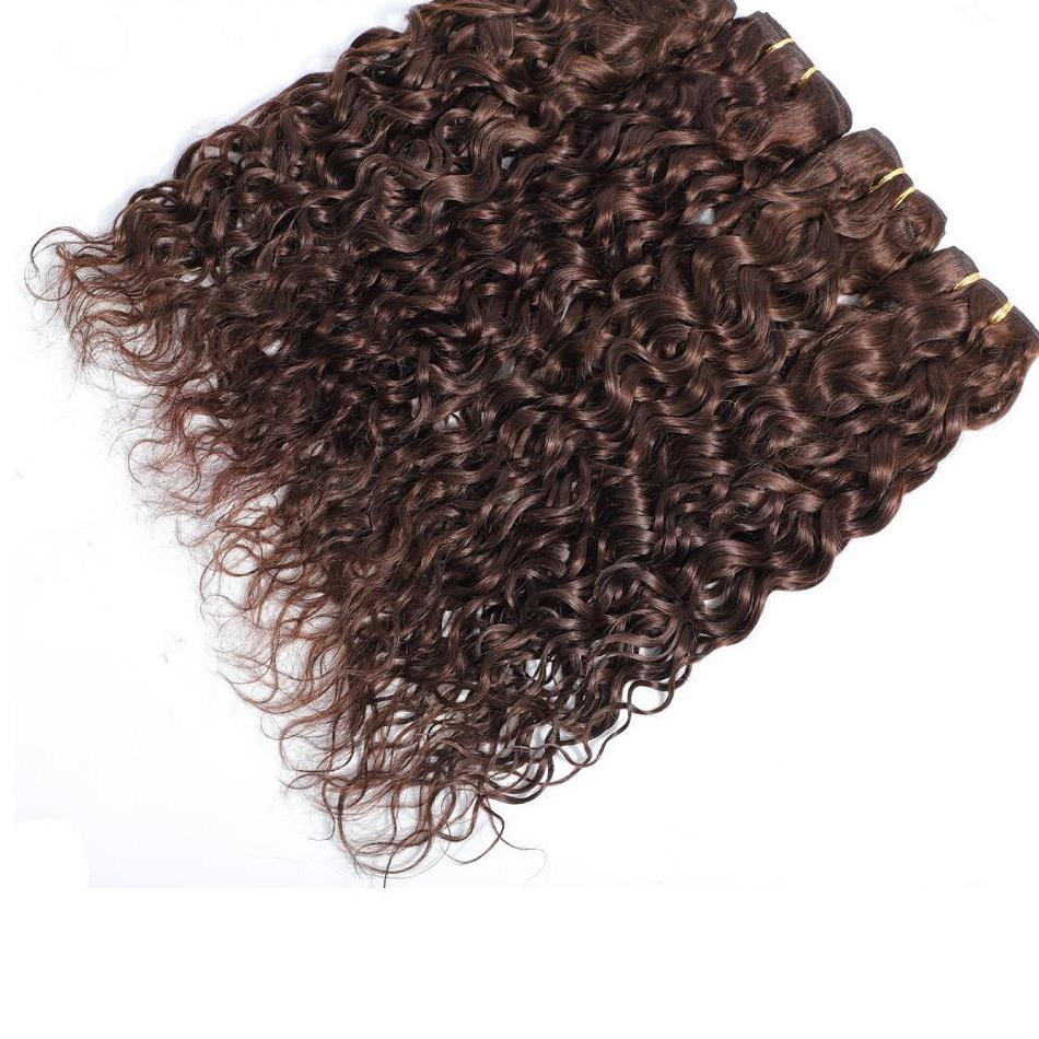 10-24" Peruvian Water Wave #2 Dark Brown Human Hair Weave Bundles Hair Extensions