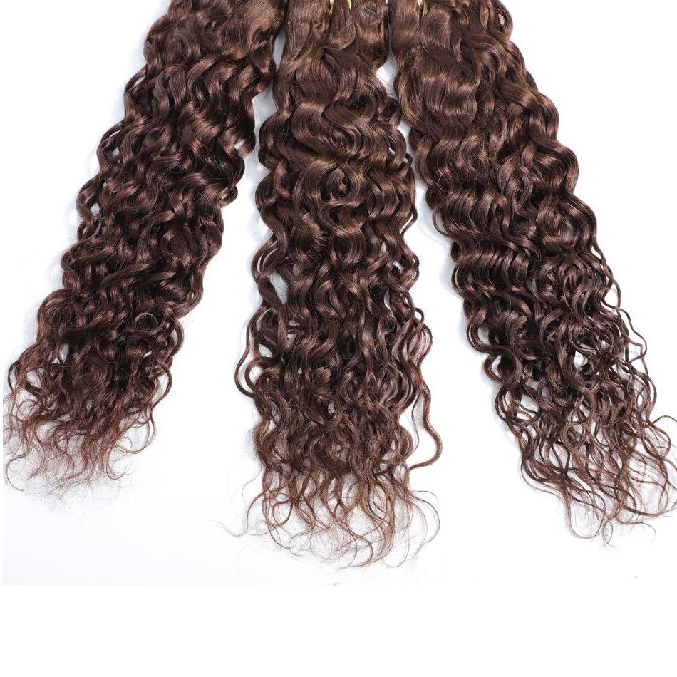 10-24" Peruvian Water Wave #2 Dark Brown Human Hair Weave Bundles Hair Extensions