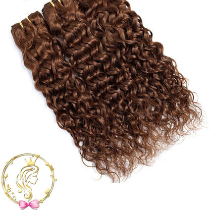 Pre-colored Brazilian Water Wave Bundles Light Brown Human Hair Weave