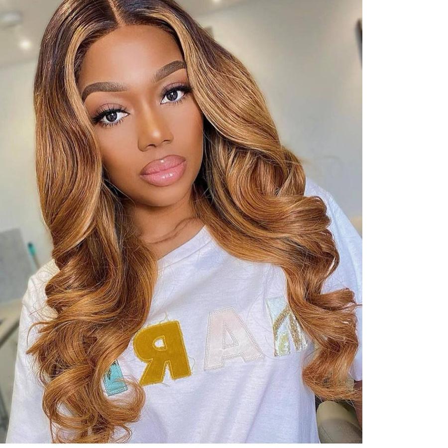 RULINDA Highlight Ombre Color Body Wave Lace Front Human Hair Wigs Brazilian Remy Hair Lace Wigs Middle Part Pre-Plucked