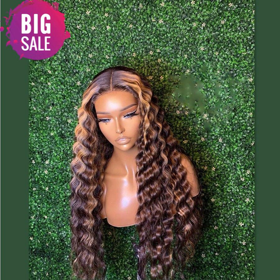 Highlight Ombre Color 13X4 Curly Lace Front Human Hair Wigs